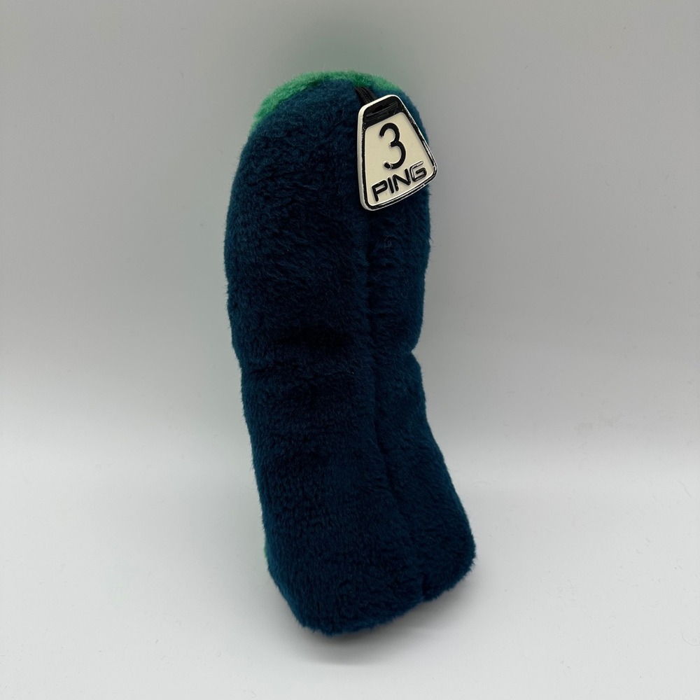 Vintage Ping Golf Club Headcover Plush Fuzzy 3-Wood Head Cover Furry Green Blue